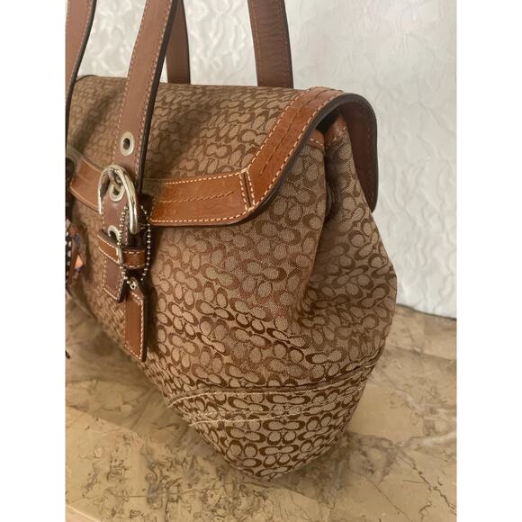 Coach SOHO Signature C Canvas Leather brown Shoulder bag HandBag F12312 - Picture 4 of 10